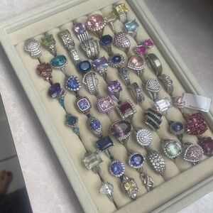 Elegant Multi-Color Gemstone Ring Set